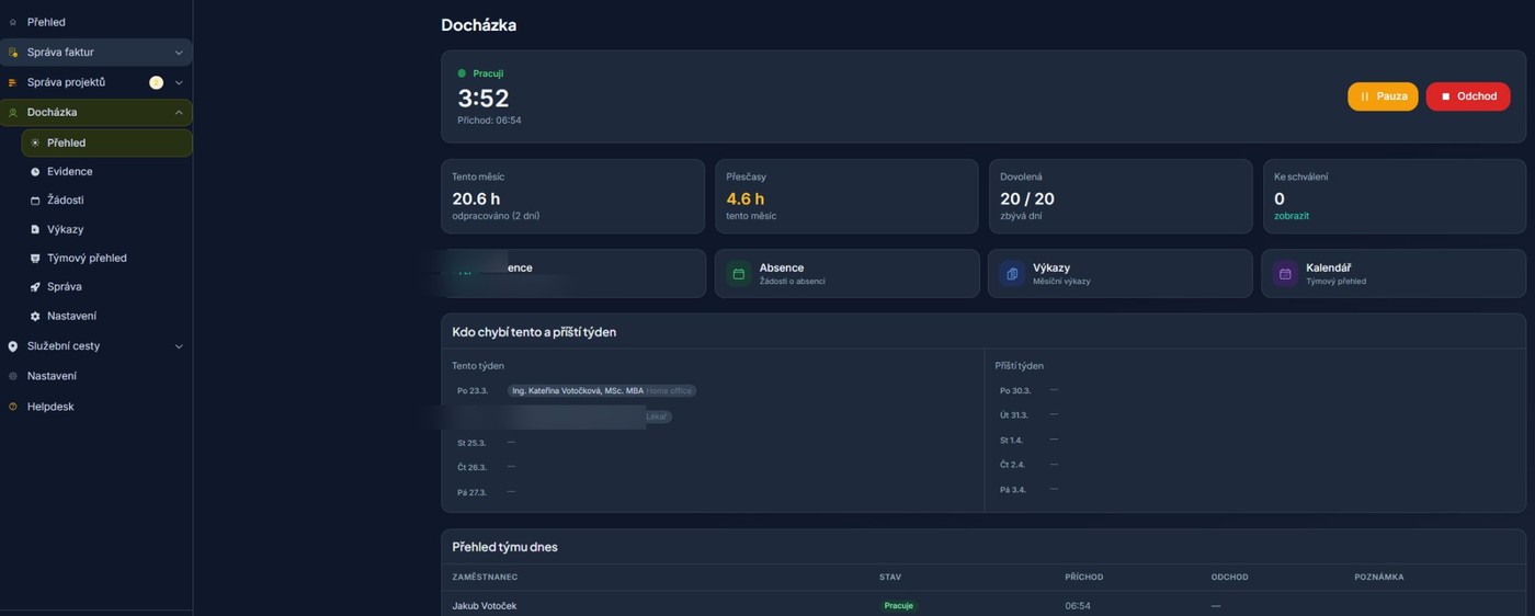 TimeFlow — přehled docházky